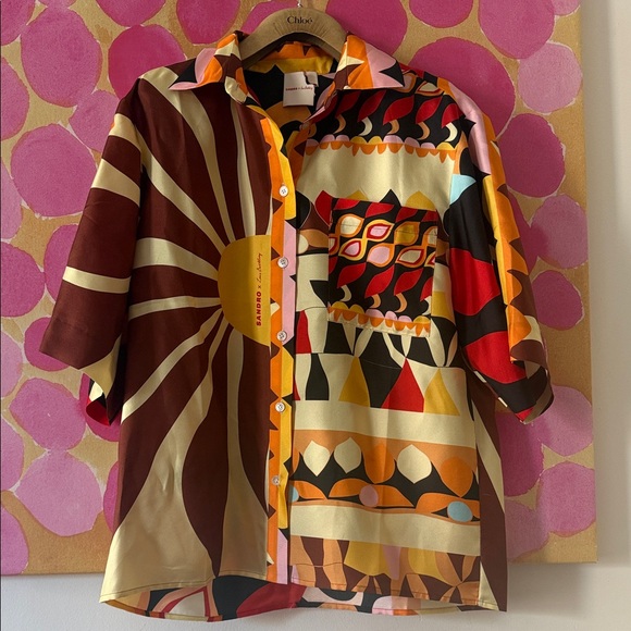 ❤️ Sandro x Louis Barthelemy Limited Edition Geometric Button-Up Shirt - Picture 2 of 7